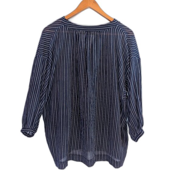 Madewell | 100% Cotton Openview Tunic Navy Striped Oversized Tassel Top | XS - Picture 7 of 11